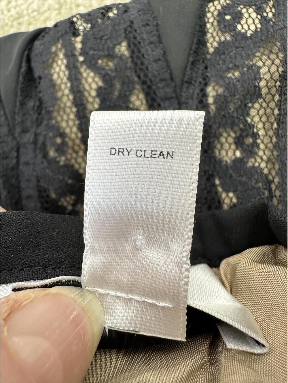 Sz 8P Ann Taylor Loft Black Lace Overlay Nude Flounced Hem Whimsigoth Dark - Picture 6 of 6